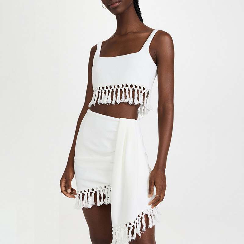 Prinditud Sling-bikiinikomplekt, kaheosaline kõrge vöökohaga lõigatud narmastega ujumistrikoo Naiste rannarõivad, elegantsed seljataga lihtsad ujumisriided, mood