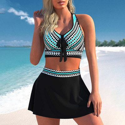 2023. gada jauns sieviešu peldkostīms peldkostīms ar vintage apdruku divdaļīgs sieviešu peldkostīms, vasaras pludmales bikini komplekts