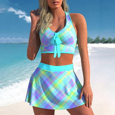 2023. gada jauns sieviešu peldkostīms peldkostīms ar vintage apdruku divdaļīgs sieviešu peldkostīms, vasaras pludmales bikini komplekts