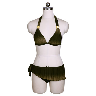 Seksikad naiste ujumisriided Kolmeosaline bikiinikomplekt ujumiskostüüm ruuduline lühike seelik bikiinid Polsterdatud rinnahoidja push up Naiste rannaujumiskostüüm 2826A