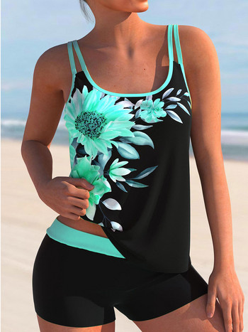 2023 Block Print Tankini Σετ δύο τεμαχίων μαγιό Γυναικεία κοντά μαγιό Γυναικεία αθλητικά λουτρά Μαγιό κολύμβησης Μαγιό παραλίας