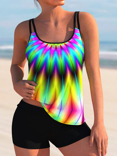 2023. aasta plokkprindiga tankiinikomplekt, kaheosaline naiste ujumistrikoo, lühikesed ujumisriided, naiste sportlikud suplejad, ujumiskostüümid, rannariided