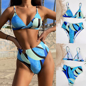 Bikini sexy 2023, costum de baie Push Up pentru femei, costum de baie cu talie înaltă, imprimat, bikini de plajă sexy, biquini, două piese