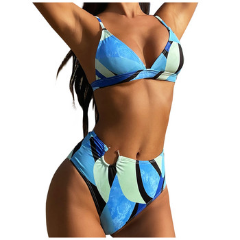 Sexy Bikini 2023 New Push Up Μαγιό Γυναικεία Ψηλόμεση Split Μαγιό με στάμπα Sexy Sling Beach Bikini Biquini Two Piece