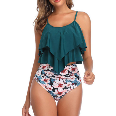 Ruffled Bikini 2022New European and American High Waist Swimsuit Women's cross-border μαγιό μπικίνι