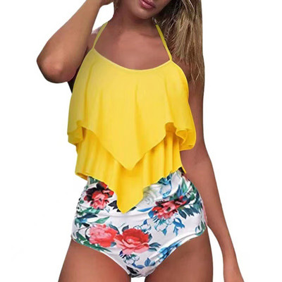 Ruffled Bikini 2022New European and American High Waist Swimsuit Women's cross-border μαγιό μπικίνι