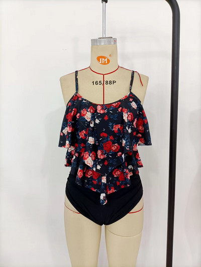 Ruffled Bikini 2022New European and American High Waist Swimsuit Women's cross-border μαγιό μπικίνι