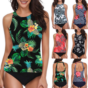 Swimwear 2022 Sexy Backless Tankini Tummy Control Γυναικεία Μαγιό με στάμπα με σορτς δύο τεμαχίων