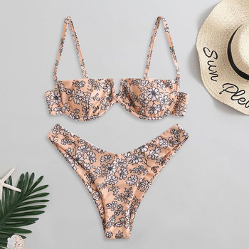 New In Flower Printed High Cut V Wired Bikini Plus Size Σετ μπικίνι Γυναικεία μαγιό Μαγιό παραλίας Γυναικεία Plus купальник