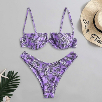 New In Flower Printed High Cut V Wired Bikini Plus Size Σετ μπικίνι Γυναικεία μαγιό Μαγιό παραλίας Γυναικεία Plus купальник