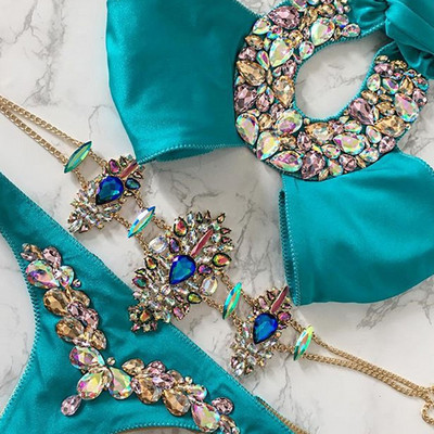 KUUM Seksikas Lady Crystal bikiinide komplekt Push-Up polsterdatud ujumisriided ujumisriided ujumisriided UUS