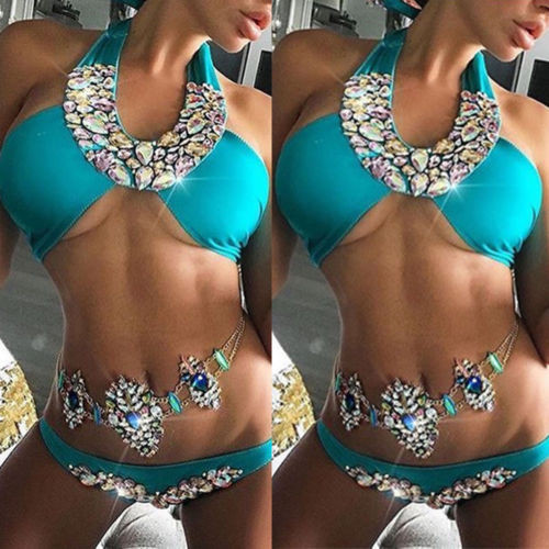 KUUM Seksikas Lady Crystal bikiinide komplekt Push-Up polsterdatud ujumisriided ujumisriided ujumisriided UUS