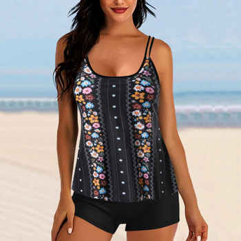 Γυναικεία μαγιό Γυναικεία με σορτς μαγιό Print Strappy Back Σετ δύο τεμαχίων Μαγιό Μαγιό παραλίας Купальник Женский