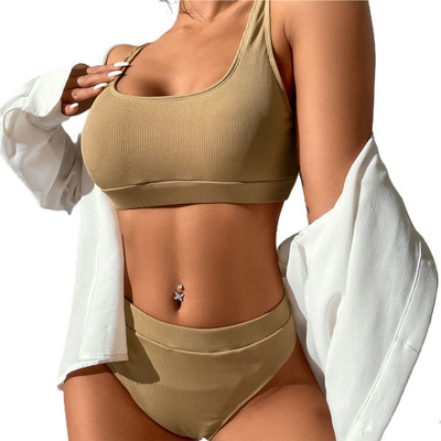 Naiste bikiinikomplekt, suvine poolitatud ujumisriiete komplekt täiskasvanutele Naistele mõeldud seljataga kõrge vöökohaga bikiinide ujumistrikoo bokseripüksid