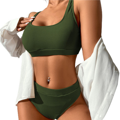 Naiste bikiinikomplekt, suvine poolitatud ujumisriiete komplekt täiskasvanutele Naistele mõeldud seljataga kõrge vöökohaga bikiinide ujumistrikoo bokseripüksid