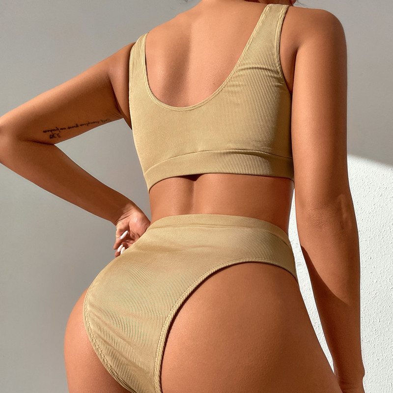 Naiste bikiinikomplekt, suvine poolitatud ujumisriiete komplekt täiskasvanutele Naistele mõeldud seljataga kõrge vöökohaga bikiinide ujumistrikoo bokseripüksid