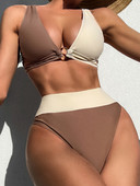 Yiiciovy sieviešu bikini peldkostīmi divdaļīgi šņorējami bikini komplekts Seksīgs raibs peldkostīms peldkostīms ar augstu vidukli Pludmales apģērbs