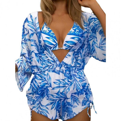 Set bikini 3 bucăți sexy, costum de baie, cu mânecă lungă, pentru plajă, costum de baie pentru femei, 2023 купальник женский