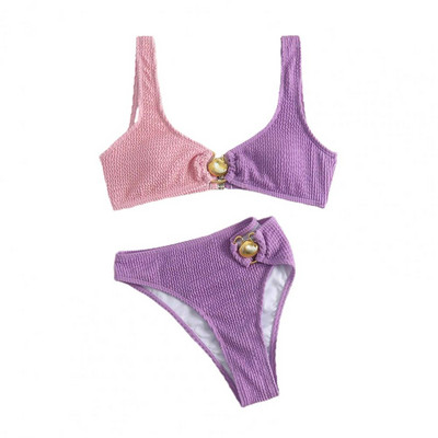 2 τμχ/Σετ Γυναικεία μαγιό Σπλιτ Τύπου στήθους με επένδυση Χωρίς ατσάλι Μαγιό με μεταλλικό κέλυφος Ελαστικό μαγιό για παραλία