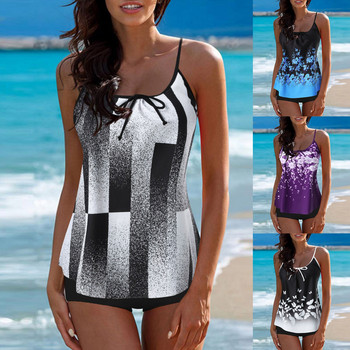 Γυναικεία μαγιό Vintage Print Bowknot Strappy Tankini Two Piece Swimdress Panty Μαγιό Beachwear Купальники 2023 Женские