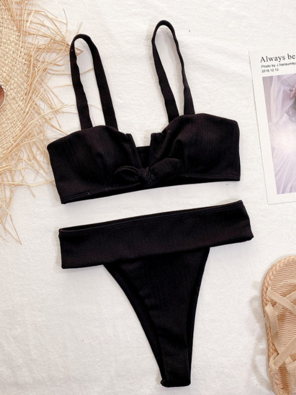 FASKOB kaheosalised bikiinid väikesed V-kaelusega mustad superseksikas stringid, suvised naiste ujumistrikoo rannas ujumisriided