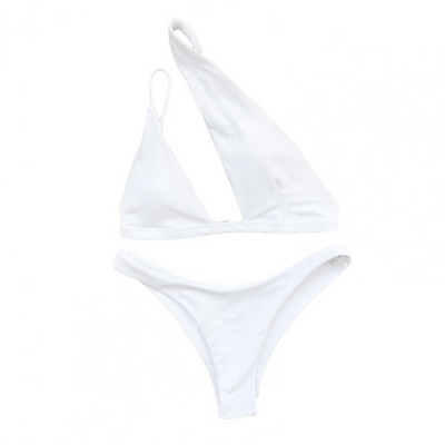 2022 Sexy Split Σετ μπικίνι Γυναικεία μαγιό Καθαρό χρώμα Στριγκάκια σουτιέν με έναν ώμο Σετ δύο τεμαχίων Γυναικεία μαγιό купальник женский