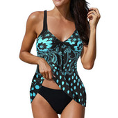 Costum de baie pentru femei Tankini 2 piese Marime mare Costum de baie sexy Set bikini imprimat Costum de baie de vacanta Vara 2023 Imbracaminte de plaja