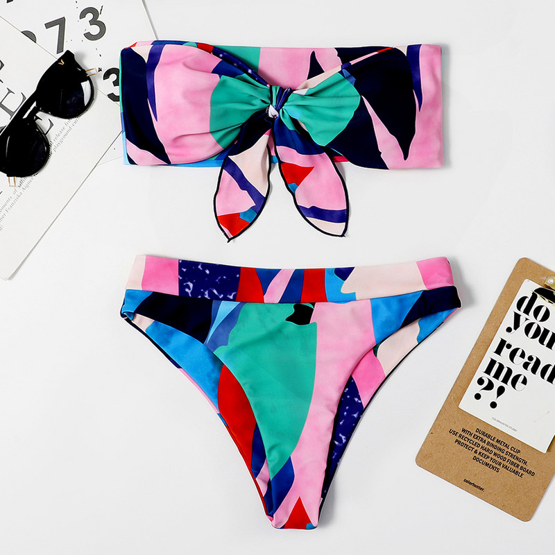 Seksikas ujumistrikoo naiste ujumisriided kõrge vöökohaga bikiinid 2021, vöörisõlmidega kõrge säärega bikiinide komplekt ujumiskostüümile, naiste ujumistrikoodele