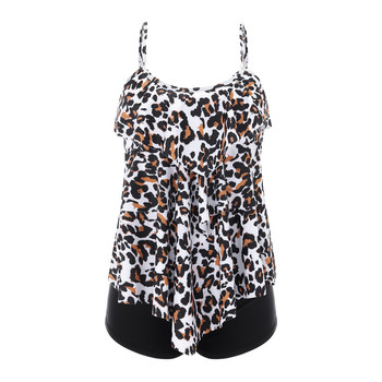 Δύο κομμάτια Leopard Printed Plus Size Summer Bikinis Σετ για εφήβους Μαγιό με σορτς μαγιό Αθλητικά μαγιό 수영복