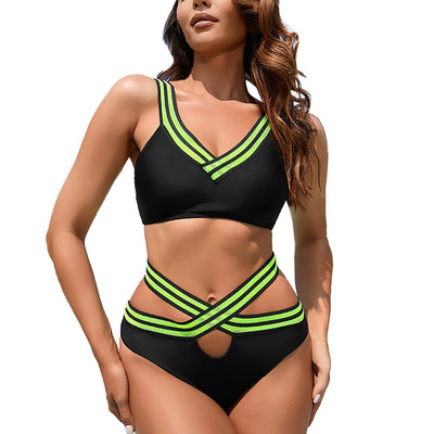 Ženski ležerni seksi bikini, jednobojni kupaći kostim sa šupljim remenom, kupaći kostim, dvodijelni kupaći kostim, gornji dio kupaćeg bikinija, kratki ženski