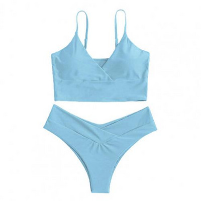 2022. gada seksīgs bikini vienkrāsains peldkostīms Sieviešu peldkostīmi Push Up bikini komplekts Brazīlijas peldkostīms Summer Beach Wear XL peldkostīms