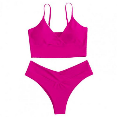 2022. gada seksīgs bikini vienkrāsains peldkostīms Sieviešu peldkostīmi Push Up bikini komplekts Brazīlijas peldkostīms Summer Beach Wear XL peldkostīms