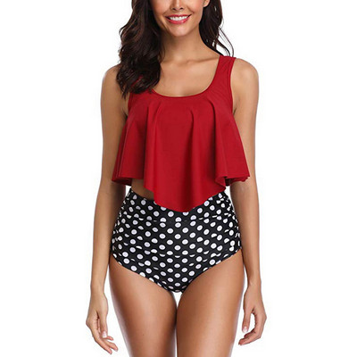 2020. aasta uus seksikas naiste bikiinikomplekt Mujer, volangidega, lilledega trükitud ujumistrikoo Push Up kõrge vöökohaga bikiinid, suvised Brasiilia ujumisriided