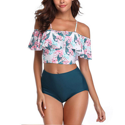 2020. aasta uus seksikas naiste bikiinikomplekt Mujer, volangidega, lilledega trükitud ujumistrikoo Push Up kõrge vöökohaga bikiinid, suvised Brasiilia ujumisriided