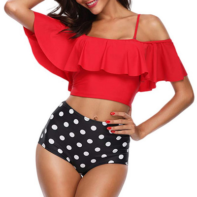 2020. aasta uus seksikas naiste bikiinikomplekt Mujer, volangidega, lilledega trükitud ujumistrikoo Push Up kõrge vöökohaga bikiinid, suvised Brasiilia ujumisriided