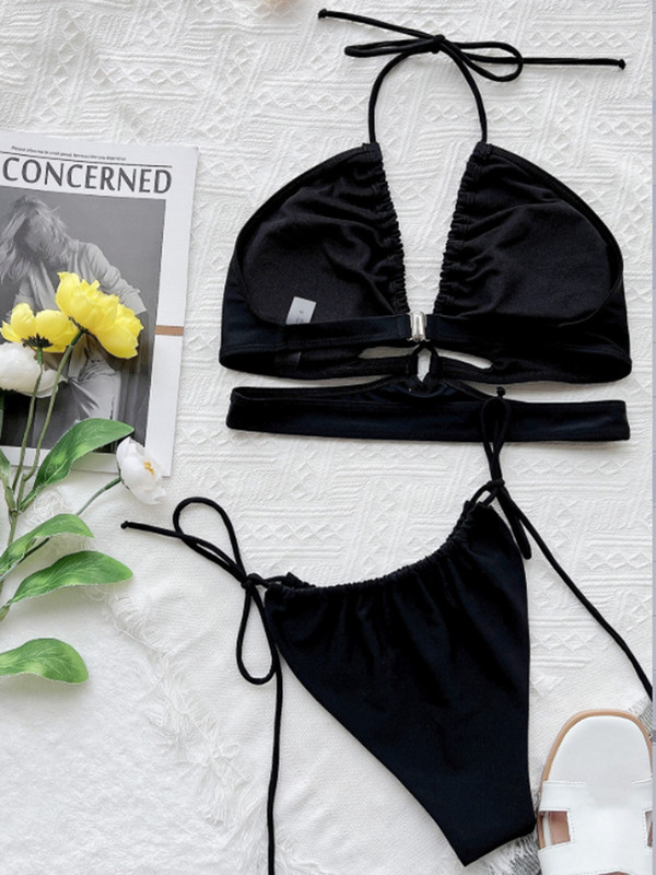 Suvised ujumisriided, kaheosaline bikiinikomplekt, nööriga bikiinid 2022, uus naiste ujumistrikoo rannas seksikas must kvaliteetne ujumiskostüüm