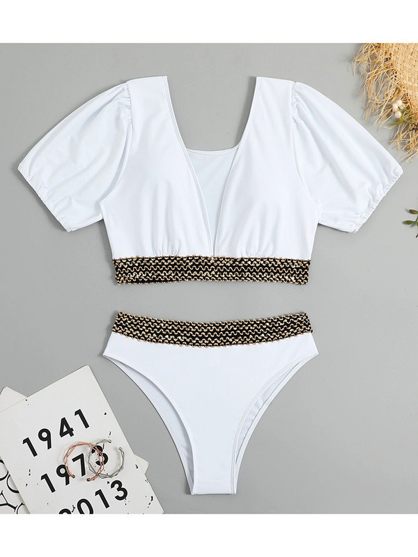 2023. aasta seksikad ujumisriided naiste ujumistrikoo, puhv varrukatega ujumiskostüüm rannariided, mustad bikiinid, kõrge vöökohaga bikiinikomplekt, rannariided