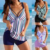 Női fürdőruha Tummy Control Plus méretű keresztpántos Coral Athletic kétrészes kontroll fürdőruha fürdőruha rövidnadrág pánttal