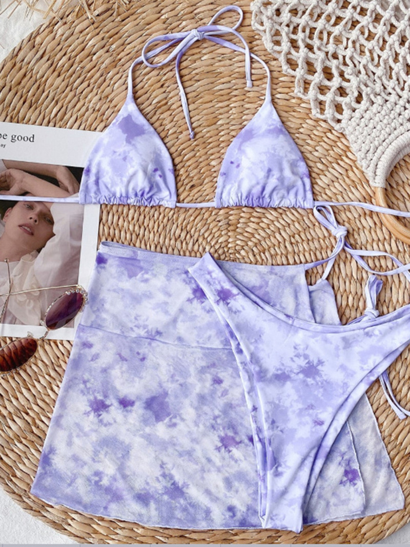 Kolmeosalised bikiinid, päitsed, 2022. aasta uued lipsuvärviga naiste seksikad suvised ujumisriided, kvaliteetne randa