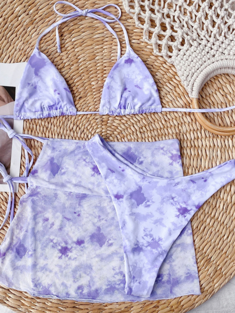 Kolmeosalised bikiinid, päitsed, 2022. aasta uued lipsuvärviga naiste seksikad suvised ujumisriided, kvaliteetne randa