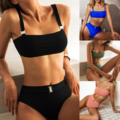 2tk/komplekt Stiilne ujumistrikoo Mugav poolitatud metallist pandlaga reguleeritav tihedusega ujumistrikoo naiste riided rannariided