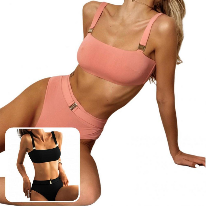 2tk/komplekt Stiilne ujumistrikoo Mugav poolitatud metallist pandlaga reguleeritav tihedusega ujumistrikoo naiste riided rannariided