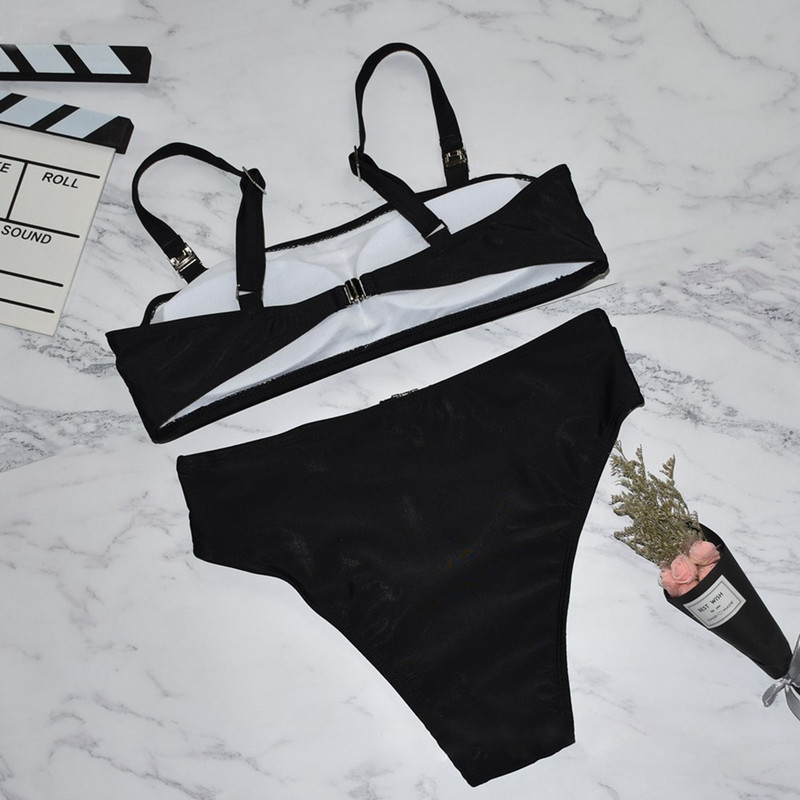 2tk/komplekt Stiilne ujumistrikoo Mugav poolitatud metallist pandlaga reguleeritav tihedusega ujumistrikoo naiste riided rannariided