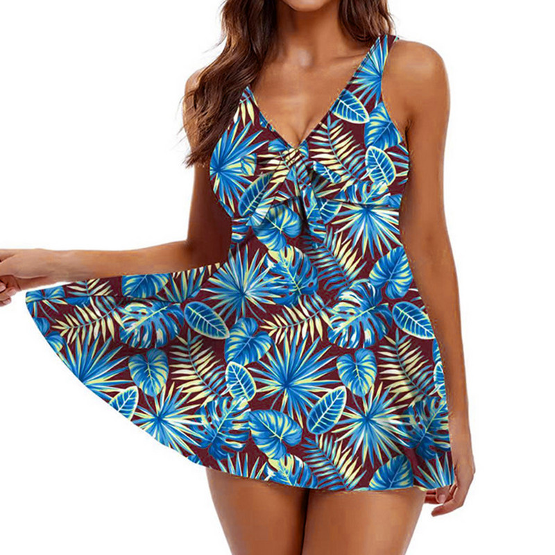 Costum de baie Femei 2023 Costum de baie Split Femei Hot Spring Plajă Decolteu în V Fusta imprimată Tankini Costum de baie Îmbrăcăminte de plajă Купальник Женский