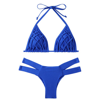 Дамски 2023 г. Секси Push Up бикини с висока талия Изрязани плажни бански костюми Нов плътен бикини с халтер бански костюм