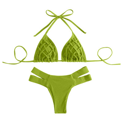 Дамски 2023 г. Секси Push Up бикини с висока талия Изрязани плажни бански костюми Нов плътен бикини с халтер бански костюм