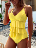 Solid Ruffles Naiste bikiinid, kaheosalised ujumisriided Push Up ujumistrikoo Seksikas suvine rannaujumiskostüüm 2023 kõrge vöökohaga bikiinikomplekt