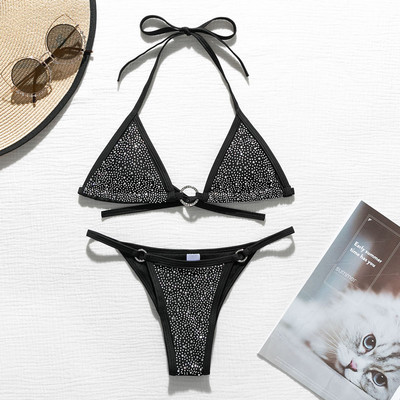 Extreme Micro ujumisriided, naiste ujumiskostüümid, kolmnurksed bikiinid, 2023. aasta päitsetega naiste ujumistrikoo, rhinestone`i suplejad teemant naiste bikiinid