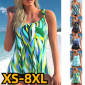 Naiste uus disain trükiga Tankini ujumistrikoo bikiinikomplekt suvine supelkostüüm Retro rannarõivad Bikiinid lahtised Monokiini ujumisriided