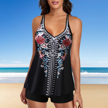 Γυναικεία μαγιό Tummy Control Σετ μπικίνι Tribal print Tankini Top Μαγιό δύο τεμαχίων Μαγιό για γυναίκες